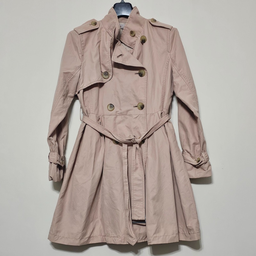 Gap Women's Jacket Small Biege Brown Relaxed Belt Trench Coat Long Pockets 0546